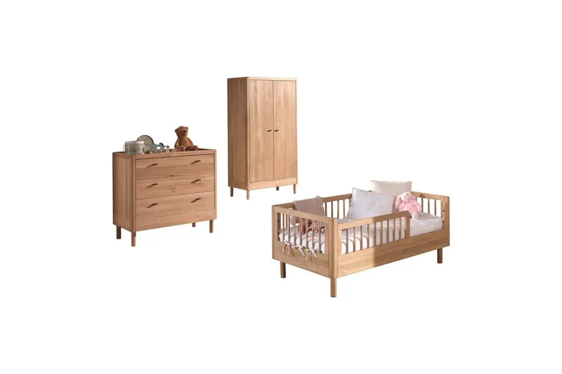 Juniorseng med kommode-garderobe Forrest Egetræ, Egetræ