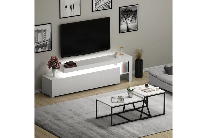 Jurukovo Møbelsæt til Stuen - Hvid - Møbler - Møbelsæt - Møbelsæt til stuen