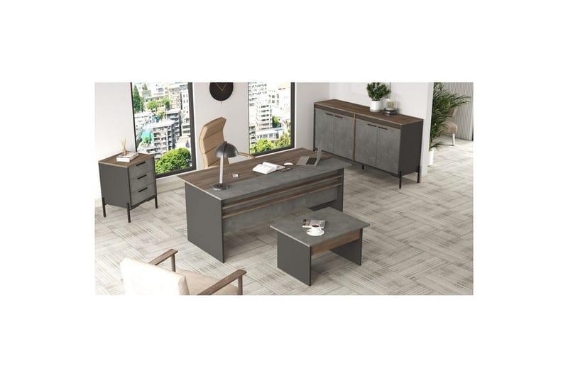 Kontormøbel Sæt Enor 8 Sølv / Antracit - Sølv/Antracit - Møbler - Møbelsæt - Møbelgruppe til kontor
