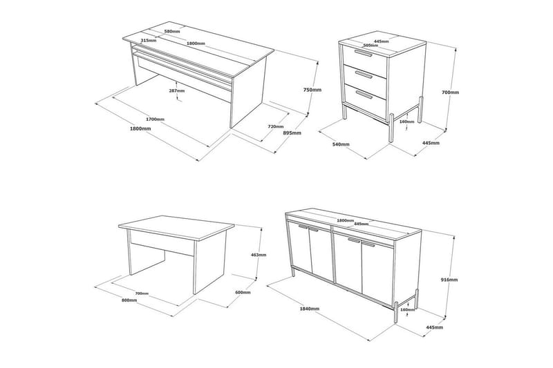 Kontormøbel Sæt Enor 8 Sølv / Antracit - Sølv/Antracit - Møbler - Møbelsæt - Møbelgruppe til kontor