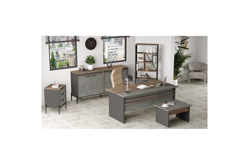 Kontormøbel Sæt Enor 9 Sølv / Antracit - Sølv/Antracit - Møbler - Møbelsæt - Møbelgruppe til kontor