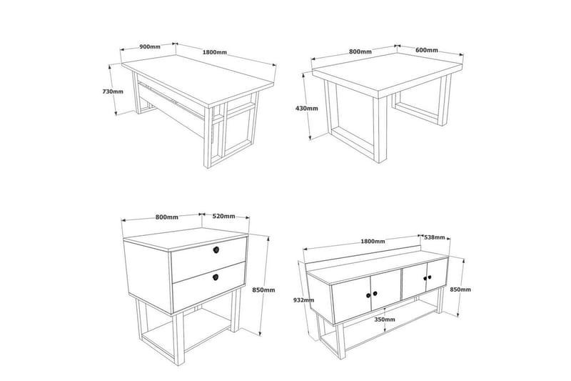 Kontormøbel Sæt Mono 11 Barok / Antracit - Antracit - Møbler - Møbelsæt - Møbelgruppe til kontor