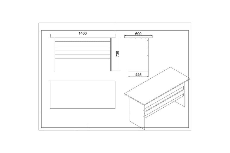 Kontormøbel Sæt Raveena 17 Eg / Sort - Eg / Sort - Møbler - Møbelsæt - Møbelgruppe til kontor