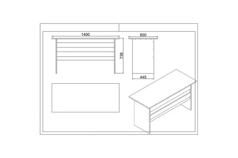 Kontormøbel Sæt Raveena 19 Eg / Lærk / Sort - Eg / Lærk / Sort - Møbler - Møbelsæt - Møbelgruppe til kontor