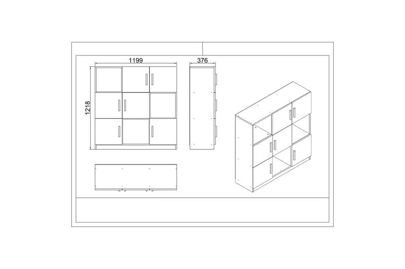 Kontormøbel Sæt Raveena 19 Eg / Lærk / Sort - Eg / Lærk / Sort - Møbler - Møbelsæt - Møbelgruppe til kontor