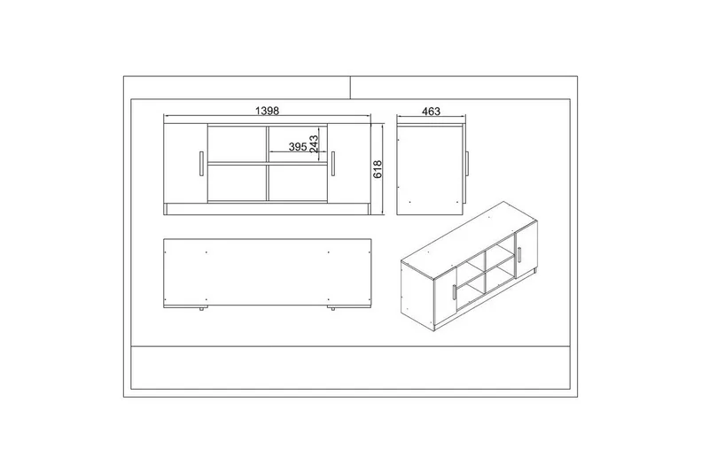 Kontormøbel Sæt Raveena 19 Eg / Lærk / Sort - Eg / Lærk / Sort - Møbler - Møbelsæt - Møbelgruppe til kontor