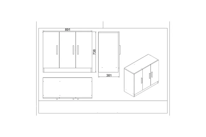 Kontormøbel Sæt Raveena 19 Hvid - Hvid - Møbler - Møbelsæt - Møbelgruppe til kontor