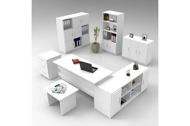 Kontormøbel Sæt Raveena 19 Hvid - Hvid - Møbler - Møbelsæt - Møbelgruppe til kontor