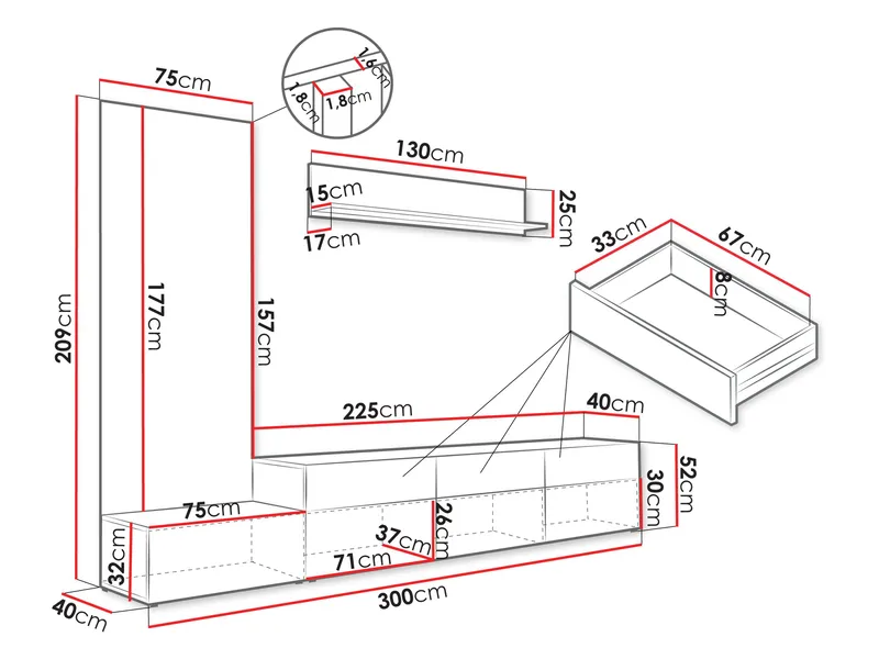 Kyrelon TV-enhed - Møbler - Møbelsæt - Møbelsæt til stuen