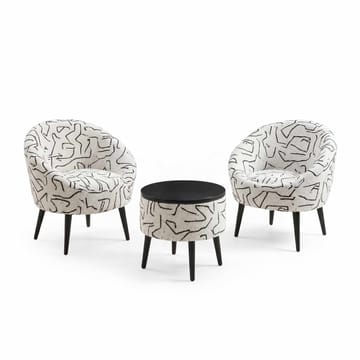 Lænestol- og sofabordssæt (3 dele) Atelier Del Sofa Lida (75 x 100 x 42 cm) sort hvid - Sort/Hvid - Møbler - Møbelsæt - Møbelsæt til stuen