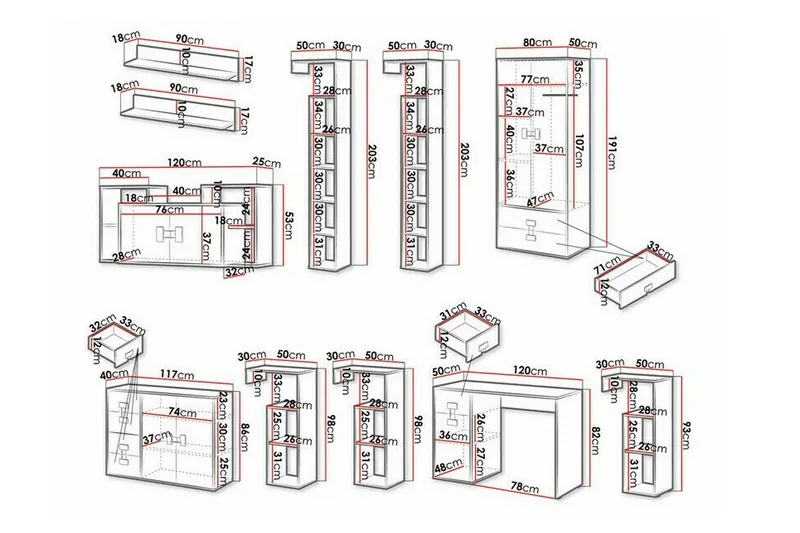 Brown - Møbler - Møbelsæt - Møbelsæt til soveværelse