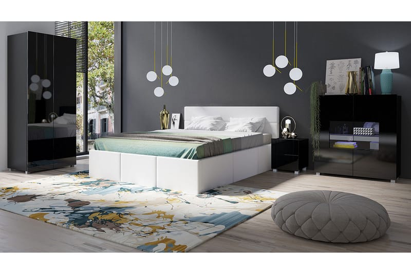 Calabrini soveværelsessæt - Grå / Hvid - Møbelsæt til soveværelse