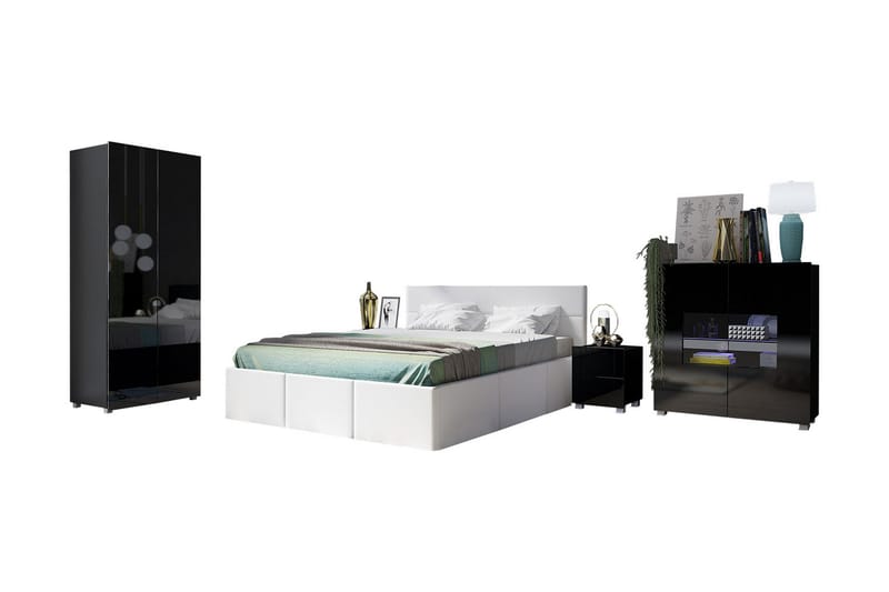 Calabrini soveværelsessæt - Grå / Hvid - Møbelsæt til soveværelse