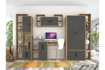 Castlebay Möbelset För Sovrum Grey High Gloss - Møbler - Møbelsæt - Møbelsæt til soveværelse