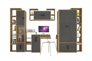 Castlebay Möbelset För Sovrum Grey High Gloss - Møbler - Møbelsæt - Møbelsæt til soveværelse