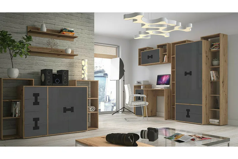 Grey High Gloss - Møbler - Møbelsæt - Møbelsæt til soveværelse