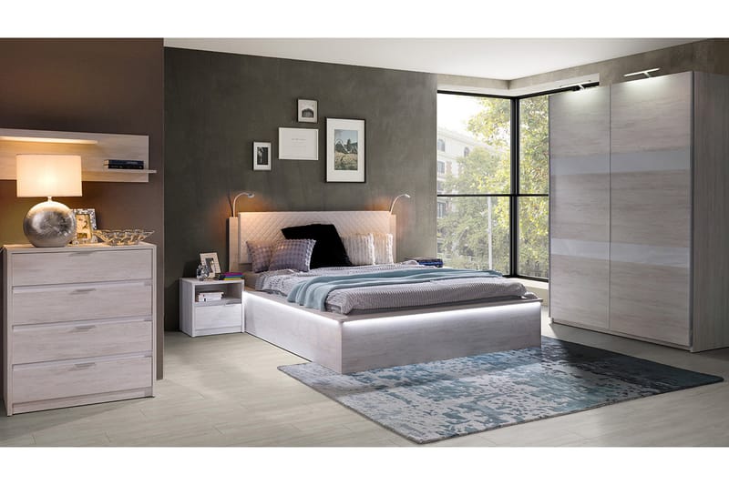 Najera Soveværelsessæt - Grå - Møbelsæt til soveværelse