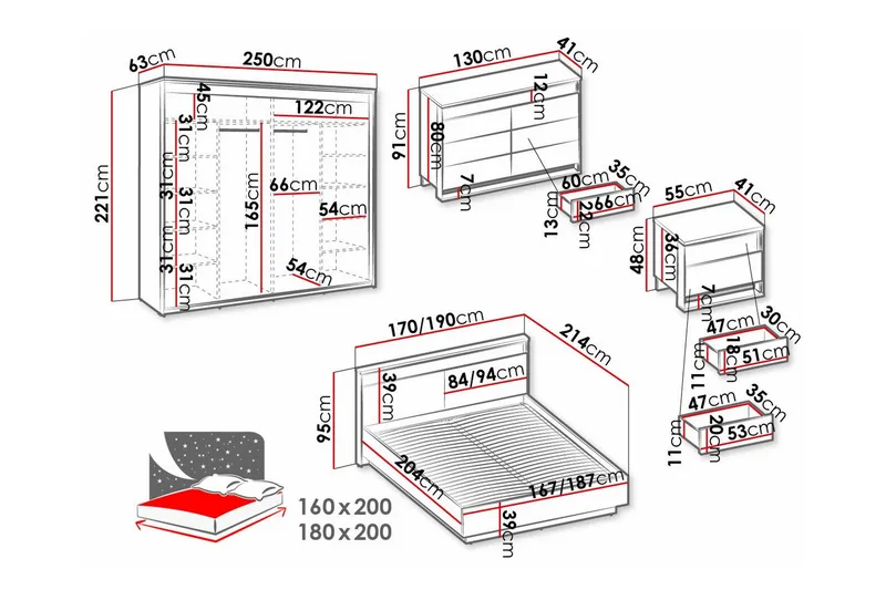 Rathmore Möbelset För Sovrum Black - Møbler - Møbelsæt - Møbelsæt til soveværelse