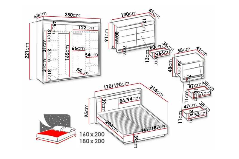 Rathmore Möbelset För Sovrum Black - Møbler - Møbelsæt - Møbelsæt til soveværelse