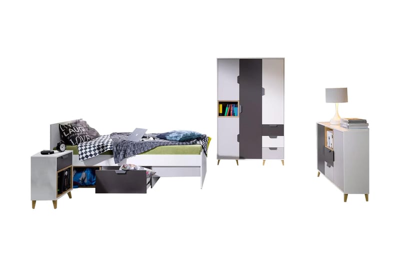 Sayuki Møbelsæt Til Soveværelse - Hvid/Grå - Møbler - Møbelsæt - Møbelsæt til soveværelse