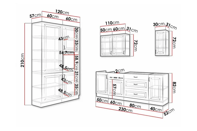 Templemore Möbelset För Kök & Matplats Black/Dark Wood - Møbler - Møbelsæt - Møbelsæt til køkken & spisestue