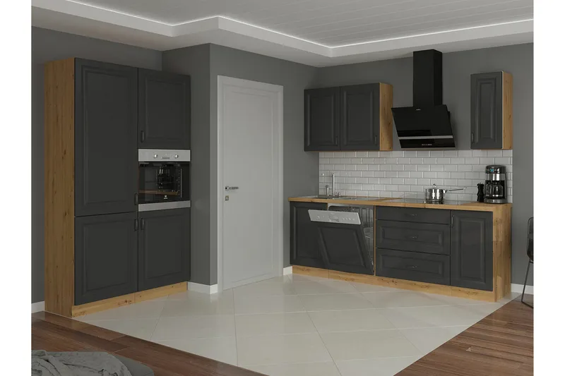 Templemore Möbelset För Kök & Matplats Black/Dark Wood - Møbler - Møbelsæt - Møbelsæt til køkken & spisestue