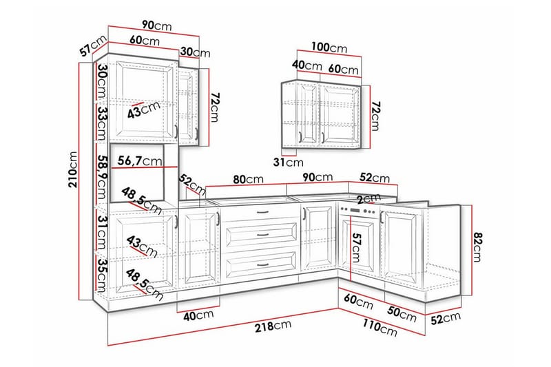 Templemore Möbelset För Kök & Matplats Black/Wood - Møbler - Møbelsæt - Møbelsæt til køkken & spisestue