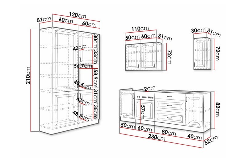 Templemore Möbelset För Kök & Matplats Black/Wood - Møbler - Møbelsæt - Møbelsæt til køkken & spisestue