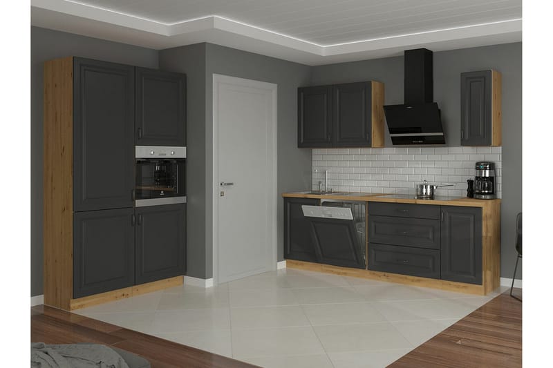 Templemore Möbelset För Kök & Matplats Black/Wood - Møbler - Møbelsæt - Møbelsæt til køkken & spisestue