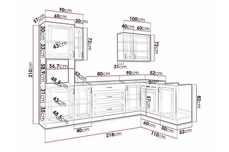 Templemore Möbelset För Kök & Matplats Black/Wood - Møbler - Møbelsæt - Møbelsæt til køkken & spisestue