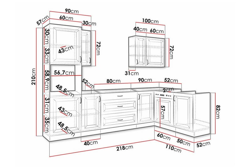 Templemore Möbelset För Kök & Matplats Black/Wood - Møbler - Møbelsæt - Møbelsæt til køkken & spisestue