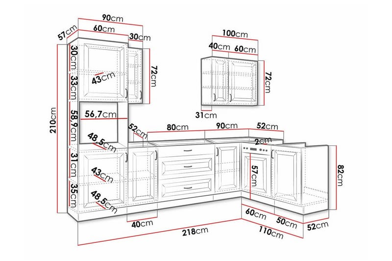 Templemore Möbelset För Kök & Matplats White - Møbler - Møbelsæt - Møbelsæt til køkken & spisestue