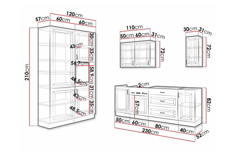 Templemore Möbelset För Kök & Matplats White - Møbler - Møbelsæt - Møbelsæt til køkken & spisestue