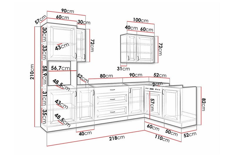 Templemore Möbelset För Kök & Matplats White - Møbler - Møbelsæt - Møbelsæt til køkken & spisestue