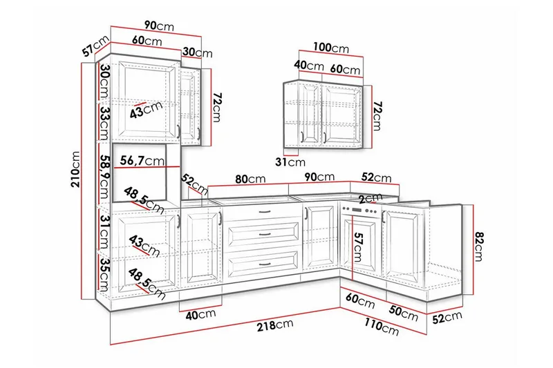 Templemore Möbelset För Kök & Matplats White - Møbler - Møbelsæt - Møbelsæt til køkken & spisestue
