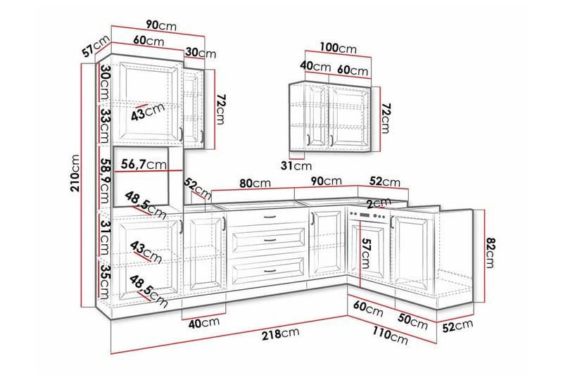 Templemore Möbelset För Kök & Matplats White/Wood - Møbler - Møbelsæt - Møbelsæt til køkken & spisestue