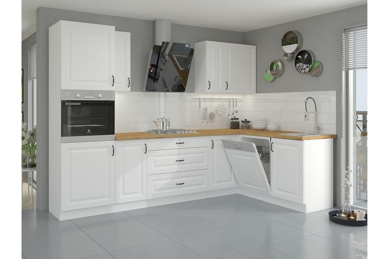 Templemore Möbelset För Kök & Matplats White/Wood - Møbler - Møbelsæt - Møbelsæt til køkken & spisestue