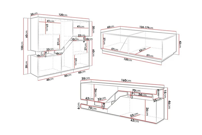 Carbost Möbelset För Vardagsrum White - Møbler - Møbelsæt - Møbelsæt til stuen
