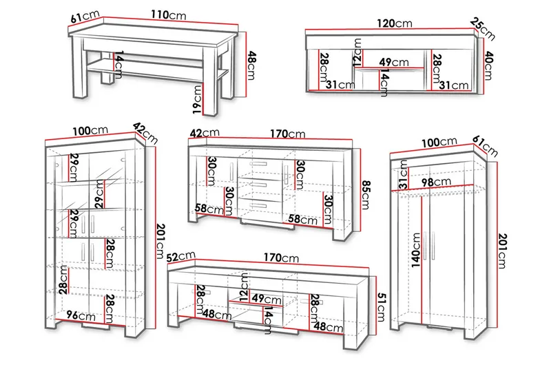 Cezar Stuesæt - Beige / Brun - Møbler - Møbelsæt - Møbelsæt til stuen