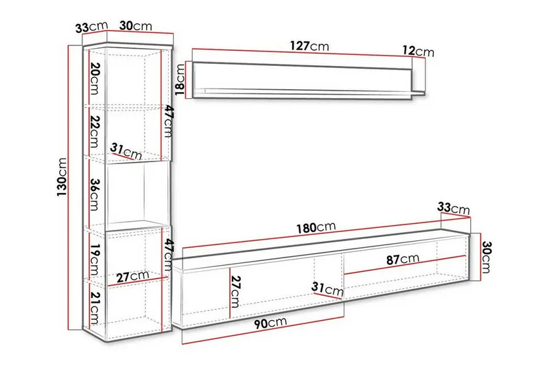 Galbally Möbelset För Vardagsrum Brown - Møbler - Møbelsæt - Møbelsæt til stuen