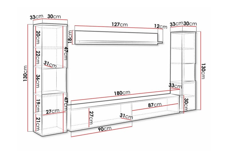 Galbally Møbelsæt til stue - Hvid - Møbler - Møbelsæt - Møbelsæt til stuen