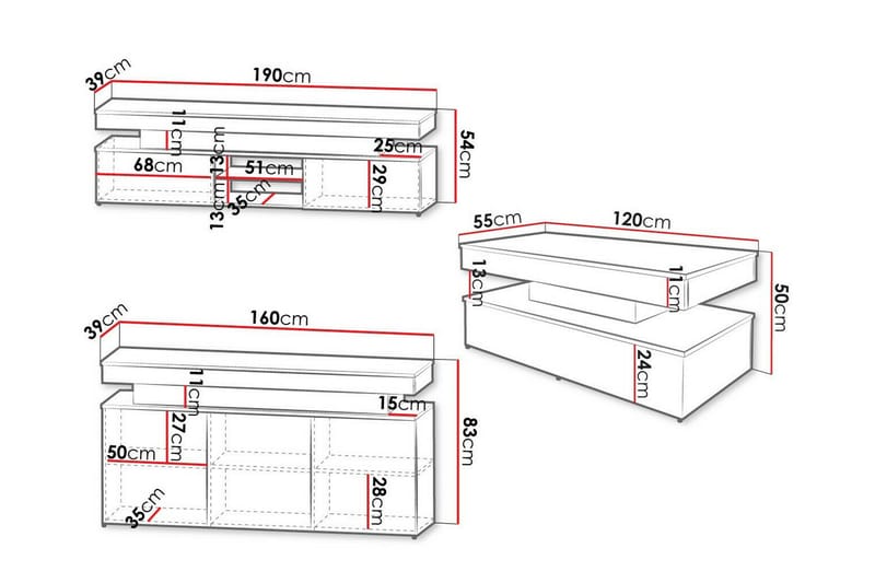 Glenndale Møbelsæt til stue - Sort - Møbler - Møbelsæt - Møbelsæt til stuen