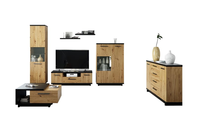 Ines Stuesæt - Eg/Sort - Møbler - Møbelsæt - Møbelsæt til stuen