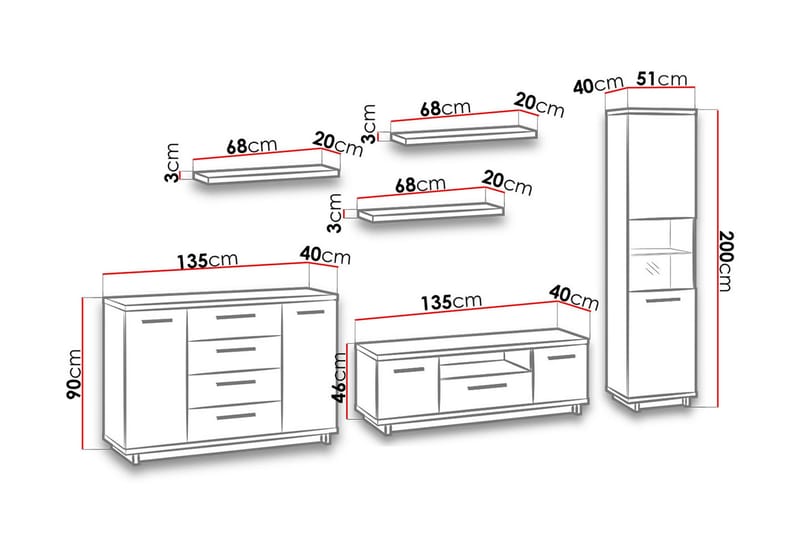 Ines Stuesæt - Eg/Sort - Møbler - Møbelsæt - Møbelsæt til stuen