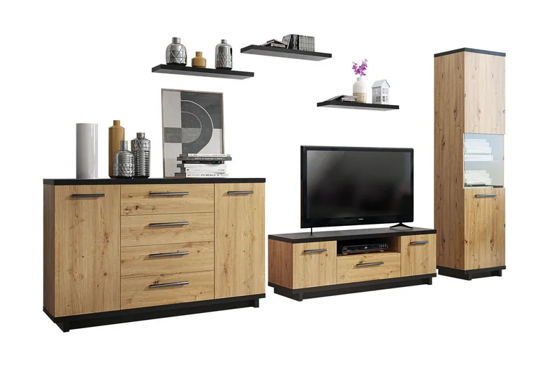 Ines Stuesæt - Eg/Sort - Møbler - Møbelsæt - Møbelsæt til stuen