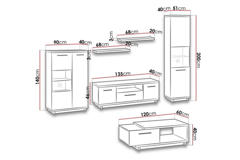 Ines Stuesæt - Eg/Sort - Møbler - Møbelsæt - Møbelsæt til stuen