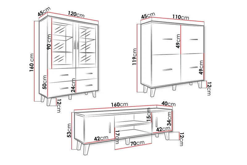 Kardos Stuesæt - Natur/Sort - Møbler - Møbelsæt - Møbelsæt til stuen