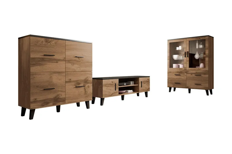 Kardos Stuesæt - Natur/Sort - Møbler - Møbelsæt - Møbelsæt til stuen