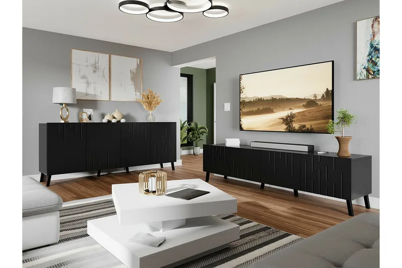 Kintore Möbelset För Vardagsrum Black - Møbler - Møbelsæt - Møbelsæt til stuen