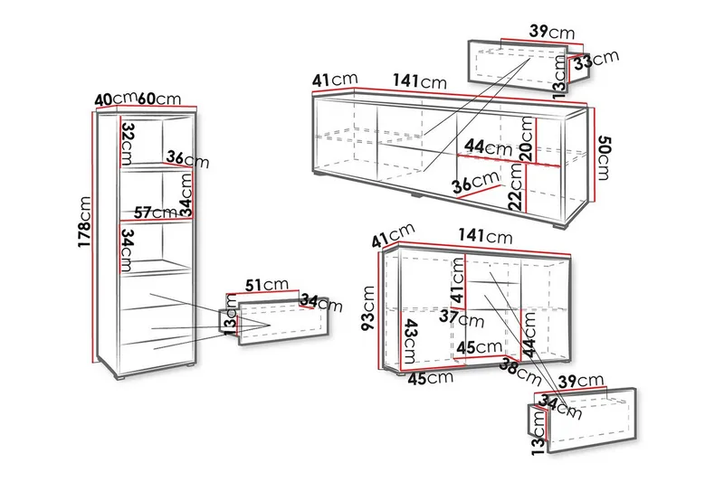 Kintore Möbelset För Vardagsrum White - Møbler - Møbelsæt - Møbelsæt til stuen